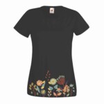 Women's Cotton T-shirt Flowers - Image 2